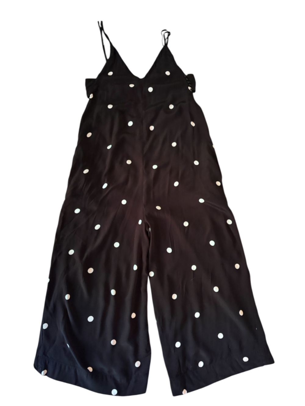 Free People Dream Big Jumpsuit – Black Polka Dot | Size Small wide leg oversized